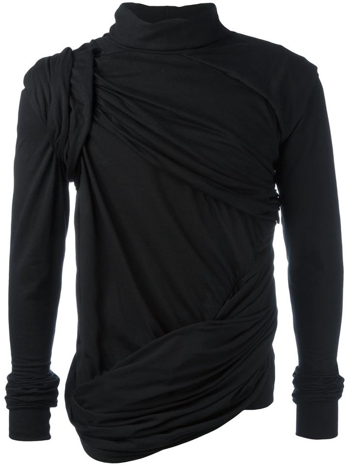 Rick Owens Draped Top, Men's, Size: Xl, Black, Cotton