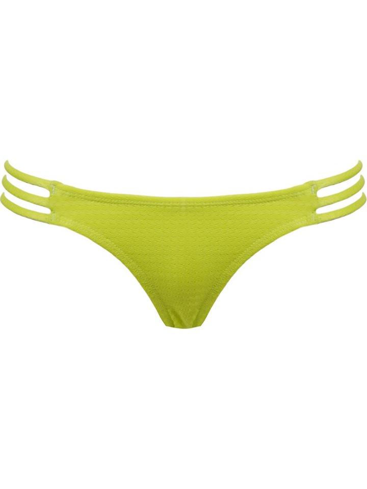 Blue Man Textured Side Straps Bikini Bottom, Women's, Size: G, Yellow/orange,