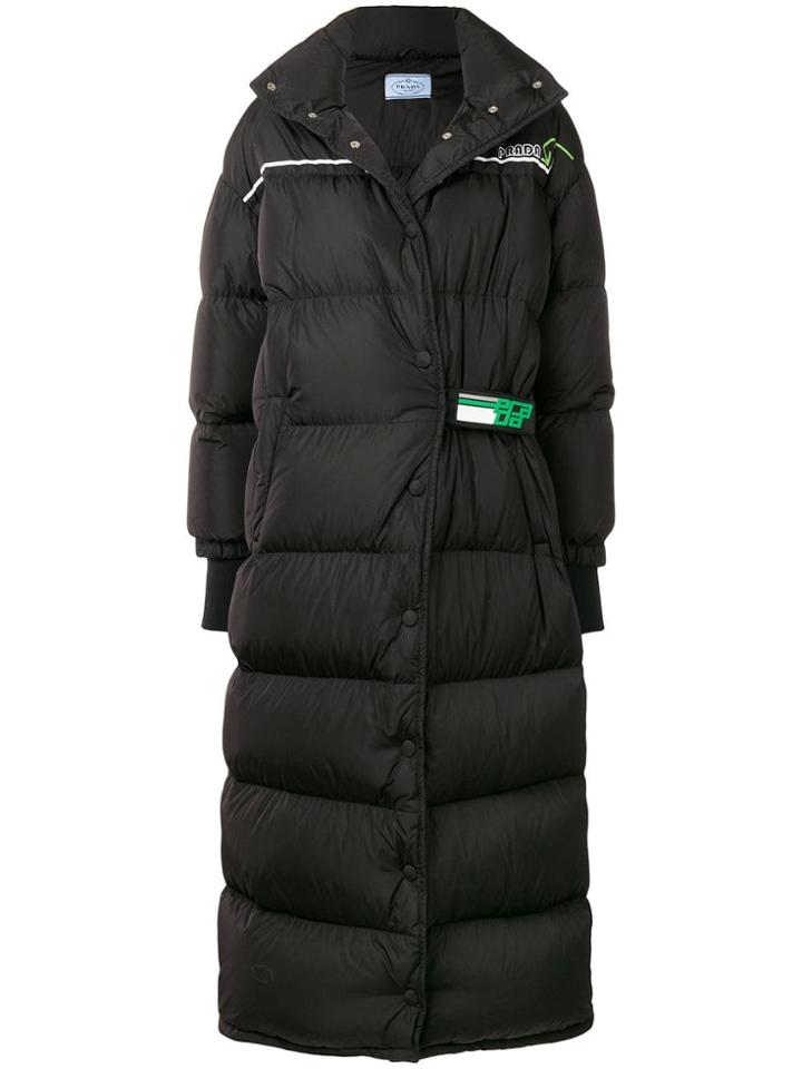 Prada Padded Belted Coat - Black