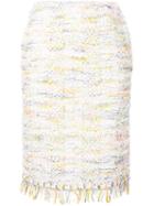 Estnation - Frayed Hem Skirt - Women - Cotton/acrylic/nylon/polyester - 38, White, Cotton/acrylic/nylon/polyester
