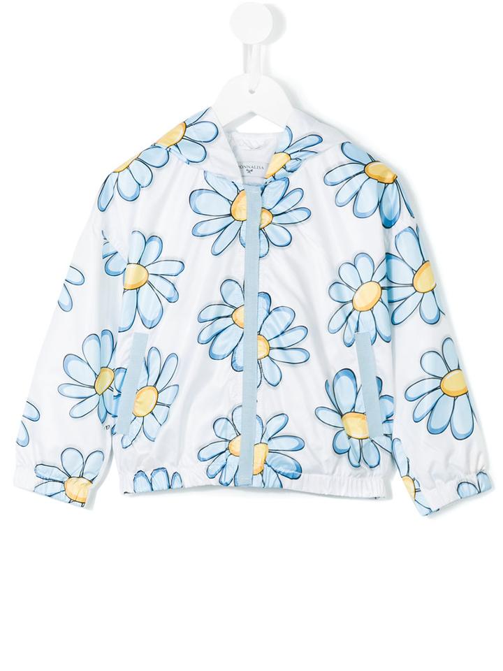 Monnalisa - Floral Print Hooded Jacket - Kids - Polyester - 3 Yrs, White