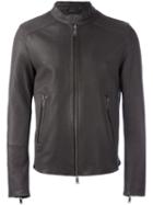 Desa 1972 Zip Up Biker Jacket, Men's, Size: 46, Grey, Leather/acetate/viscose
