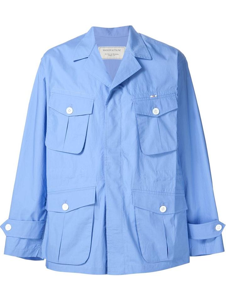 Maison Kitsuné 'tom Field' Jacket, Men's, Size: Large, Blue, Cotton
