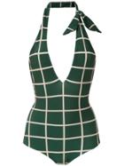 Adriana Degreas Checked Swimsuit - Green