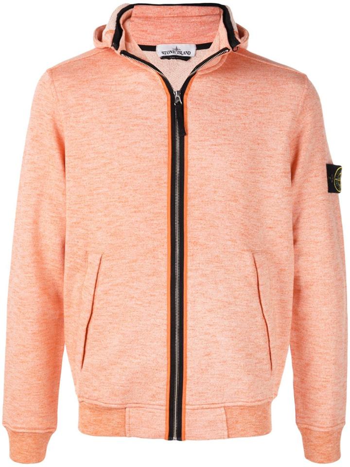 Stone Island Zipped Hoodie - Orange