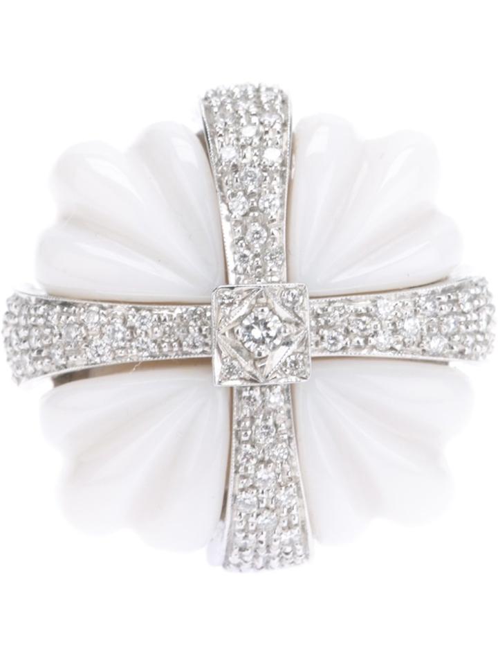 Francesco Demaria 18kt White Gold And Diamond Cross Ring - Grey