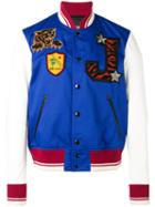 Just Cavalli - Dice Patch Varsity Jacket - Men - Cotton/leather/polyester - 46, White, Cotton/leather/polyester