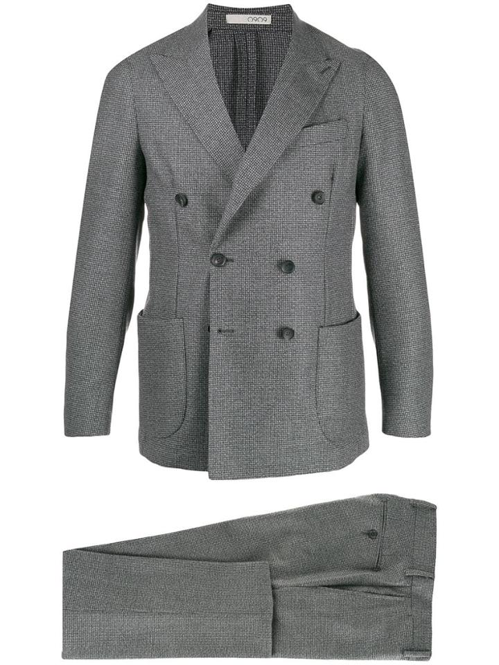 0909 Double-breasted Fitted Blazer - Grey