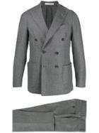 0909 Double-breasted Fitted Blazer - Grey