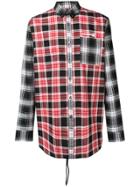 Les Hommes Urban Contrasting Panel Plaid Shirt - Black