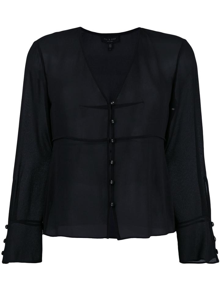 Rag & Bone Button Front Blouse - Black
