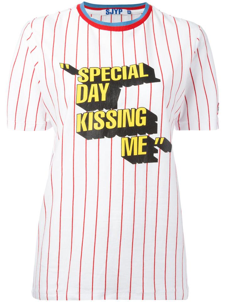 Steve J & Yoni P - Striped Knitted T-shirt - Women - Cotton - L, White, Cotton