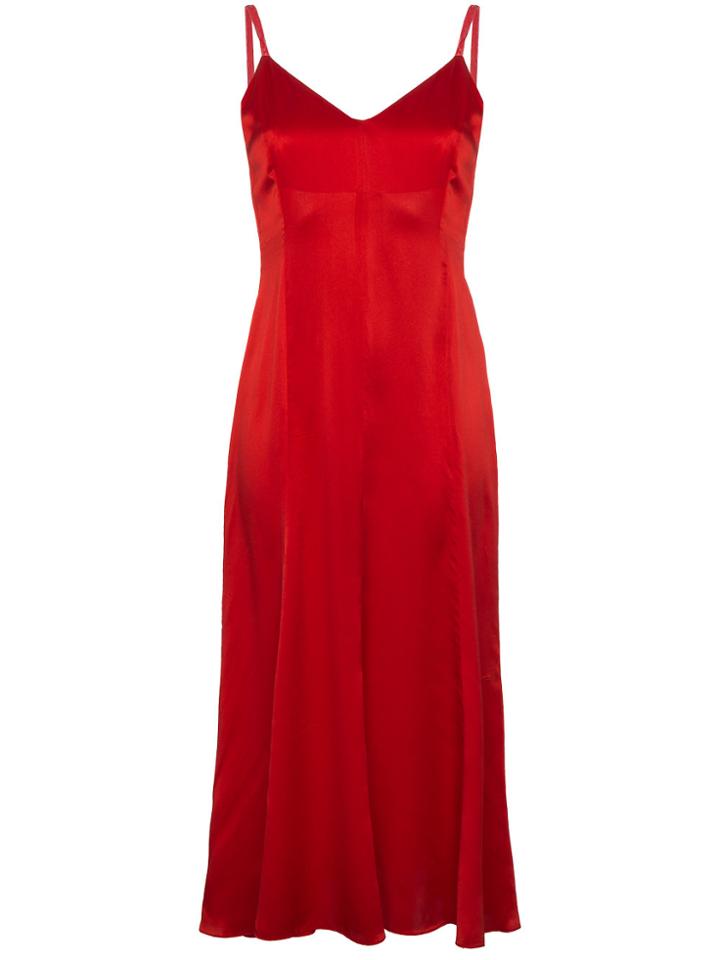 De La Vali Silk Maxi Slip Dress - Red