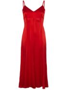 De La Vali Silk Maxi Slip Dress - Red