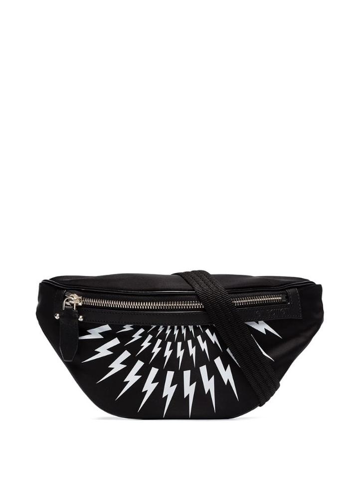 Neil Barrett Black Thunderbolt Cross Body Bag
