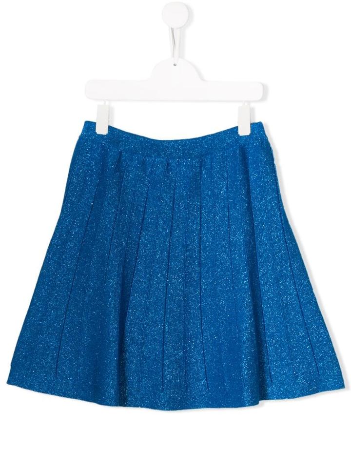 Alberta Ferretti Kids Teen Sparkly Pleated Skirt - Blue
