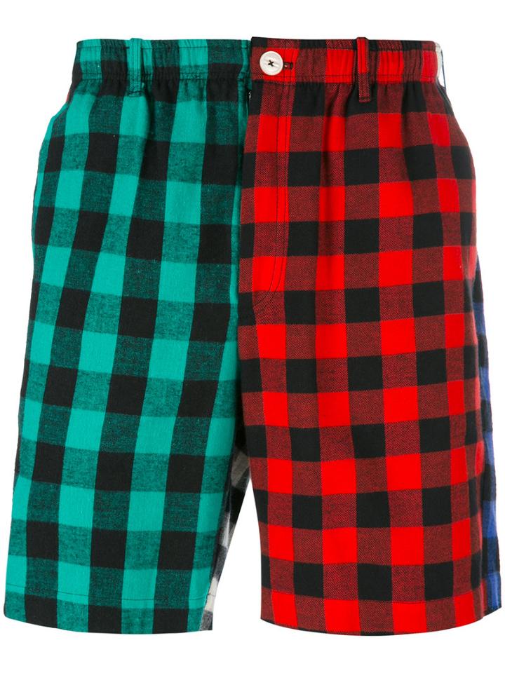Proper Gang Gingham Pattern Shorts, Men's, Size: 30, Red, Cotton