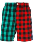 Proper Gang Gingham Pattern Shorts, Men's, Size: 30, Red, Cotton