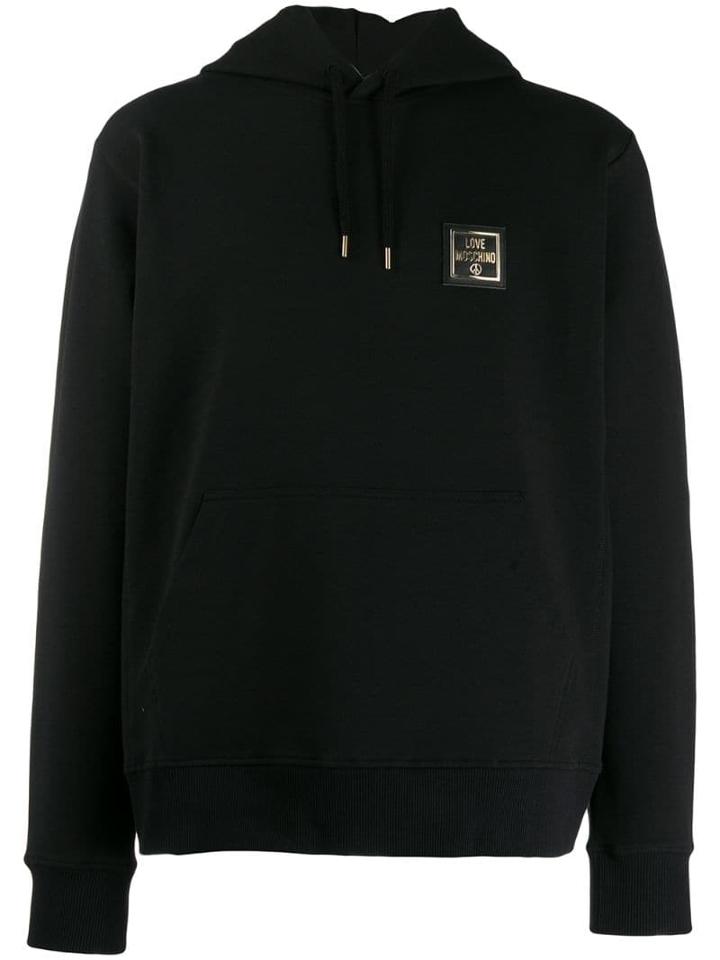 Love Moschino Logo Plaque Hoodie - Black