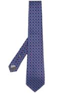 Canali Embroidered Silk Tie - Blue