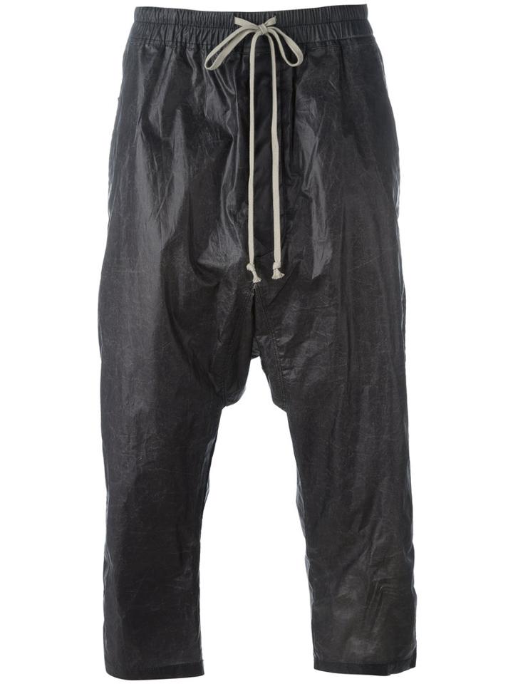 Rick Owens Drkshdw Drawstring Cropped Pants, Men's, Size: Medium, Black, Cotton
