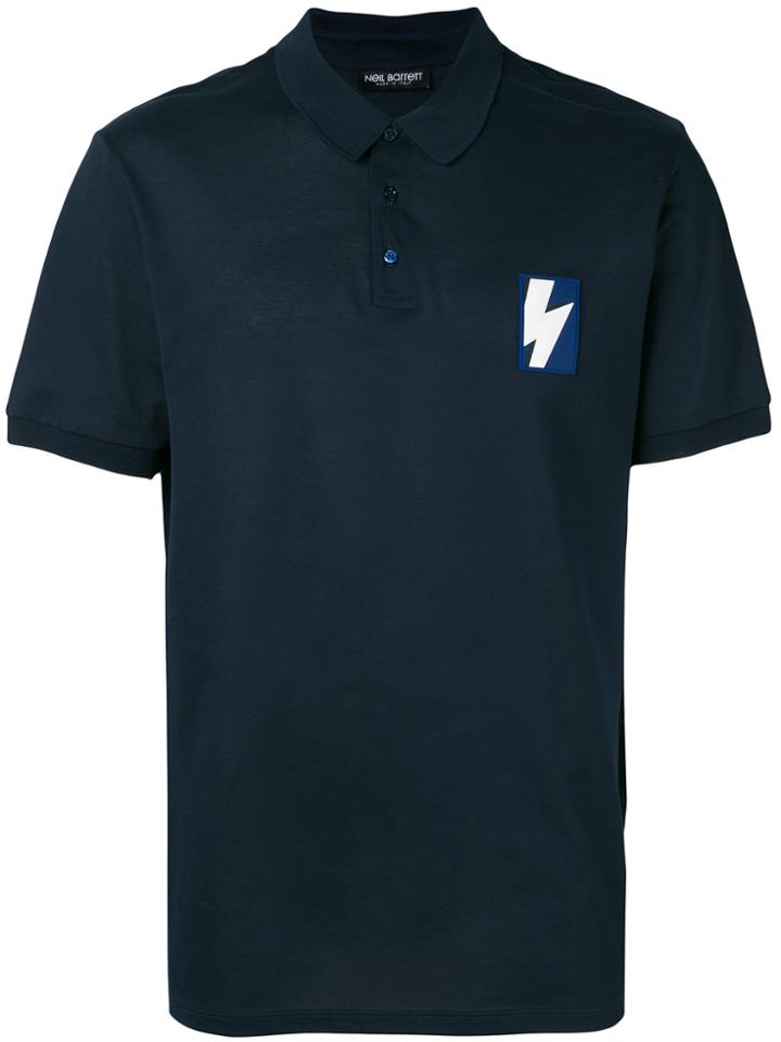 Neil Barrett Thunderbolt Patch Polo Shirt - Blue