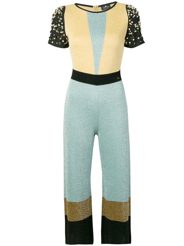 Elisabetta Franchi Lurex Colorblock Jumpsuit - Green