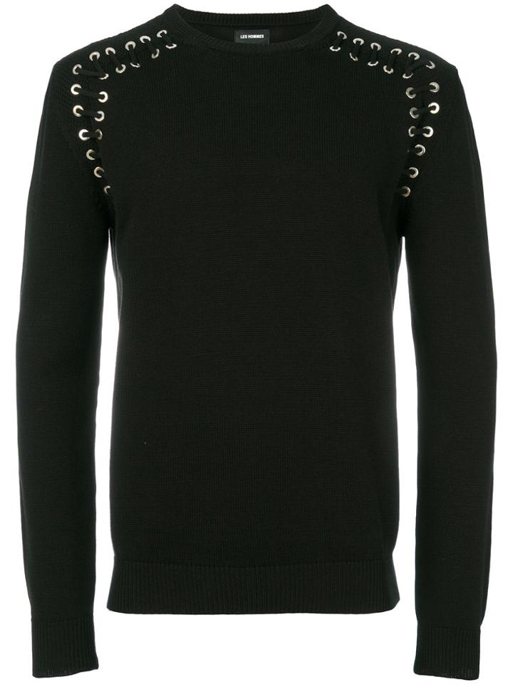 Les Hommes Lace-up Detail Jumper - Black