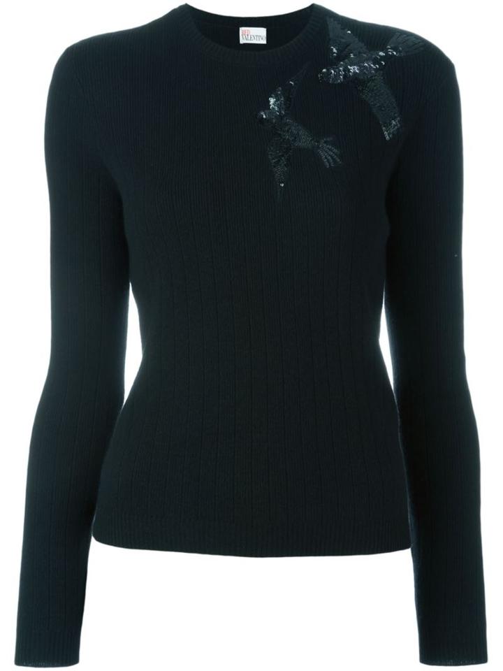Red Valentino Sequined Bird Jumper, Women's, Size: Xs, Black, Polyamide/viscose/angora/wool