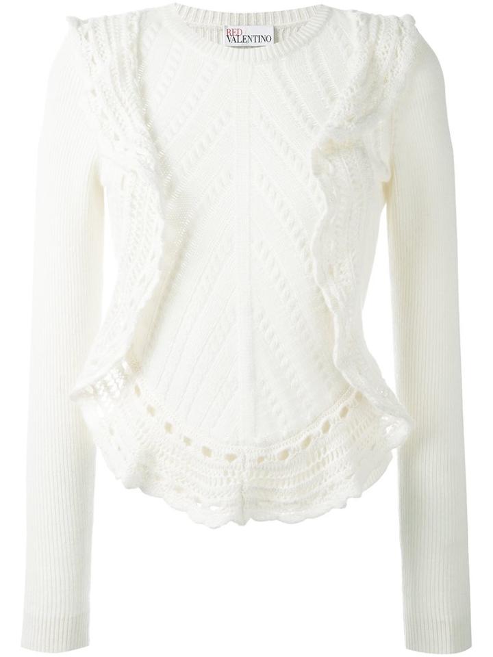 Red Valentino Ruffled Sweater, Women's, Size: Large, Nude/neutrals, Polyamide/viscose/angora/wool
