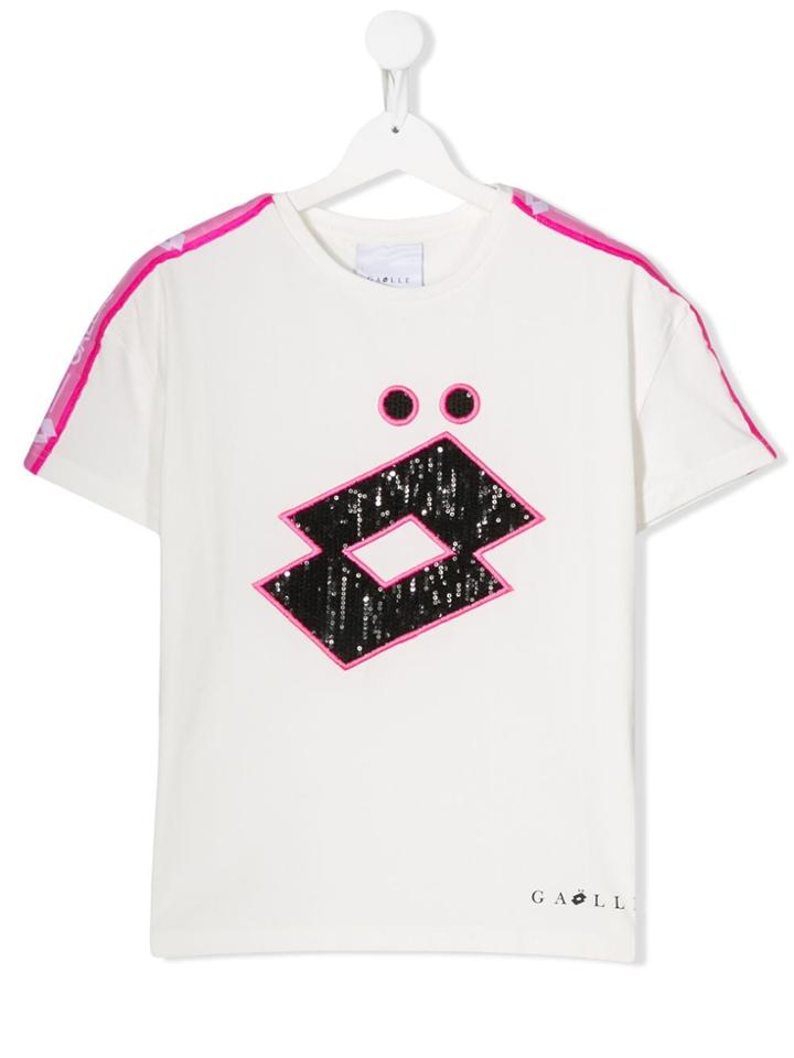 Gaelle Paris Kids Sequin Patch T-shirt - White