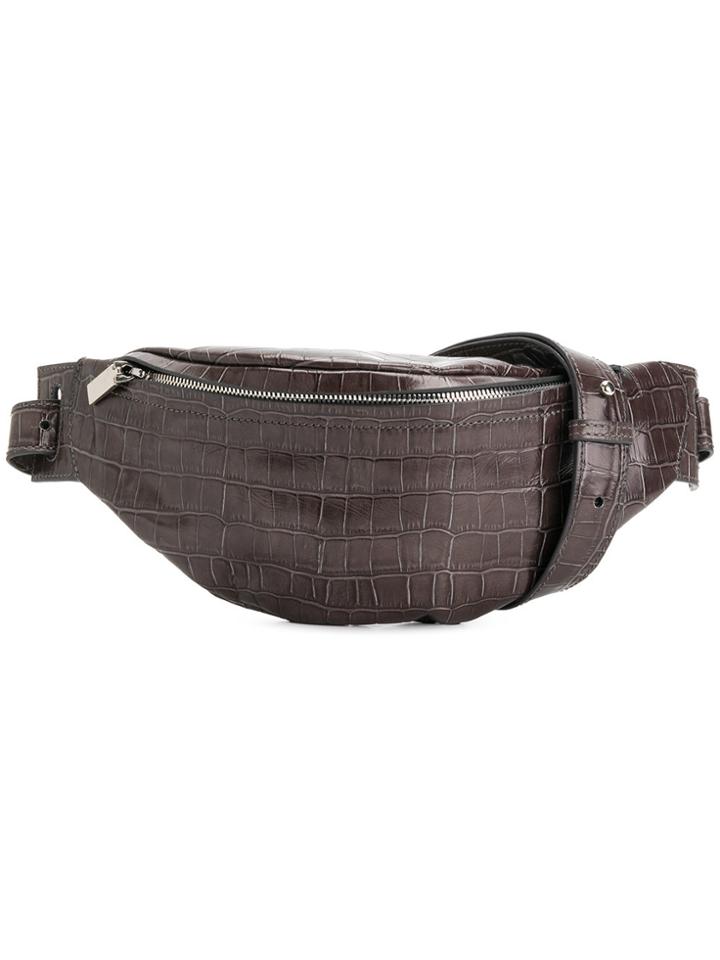 Manokhi Croco Embossed Waist Bag - Grey