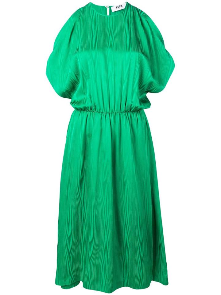 Msgm Off The Shoulder Dress - Green