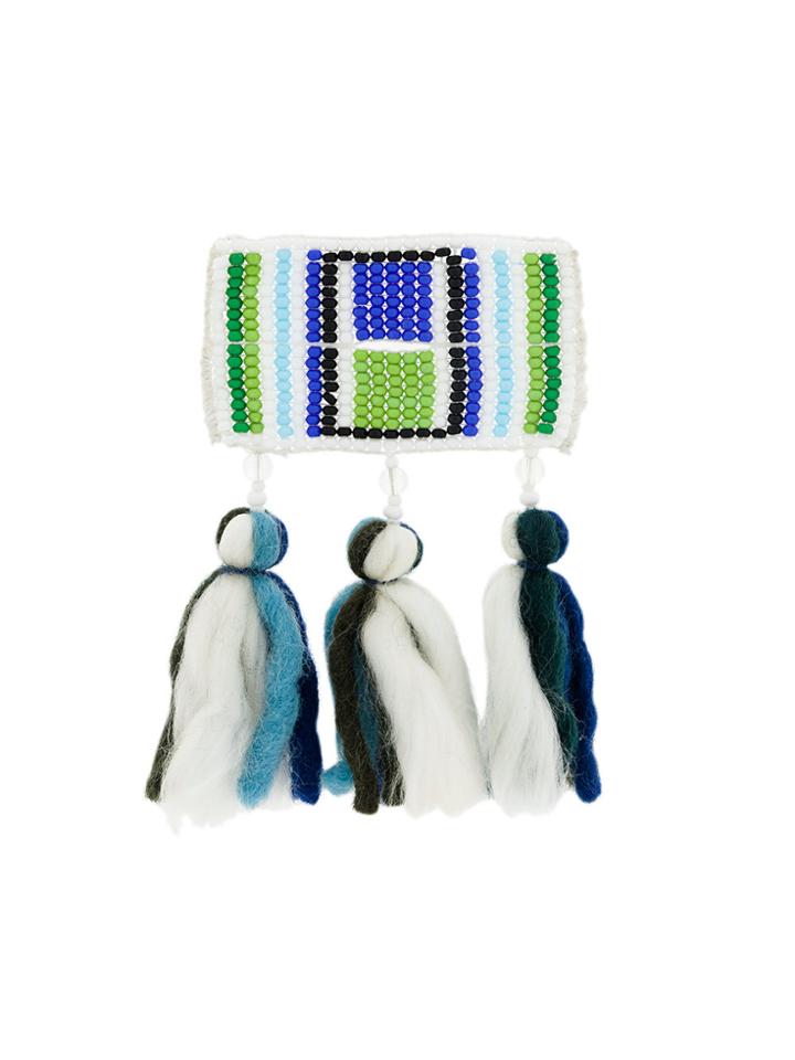 Ports 1961 Beaded Wool Tassel Brooch - Multicolour