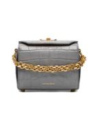 Alexander Mcqueen Grey Croc Embossed Mini Box Bag