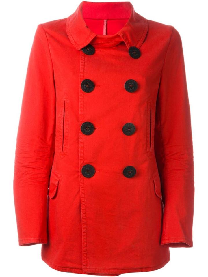 Dsquared2 Double Breasted Coat, Women's, Size: 42, Red, Cotton/spandex/elastane