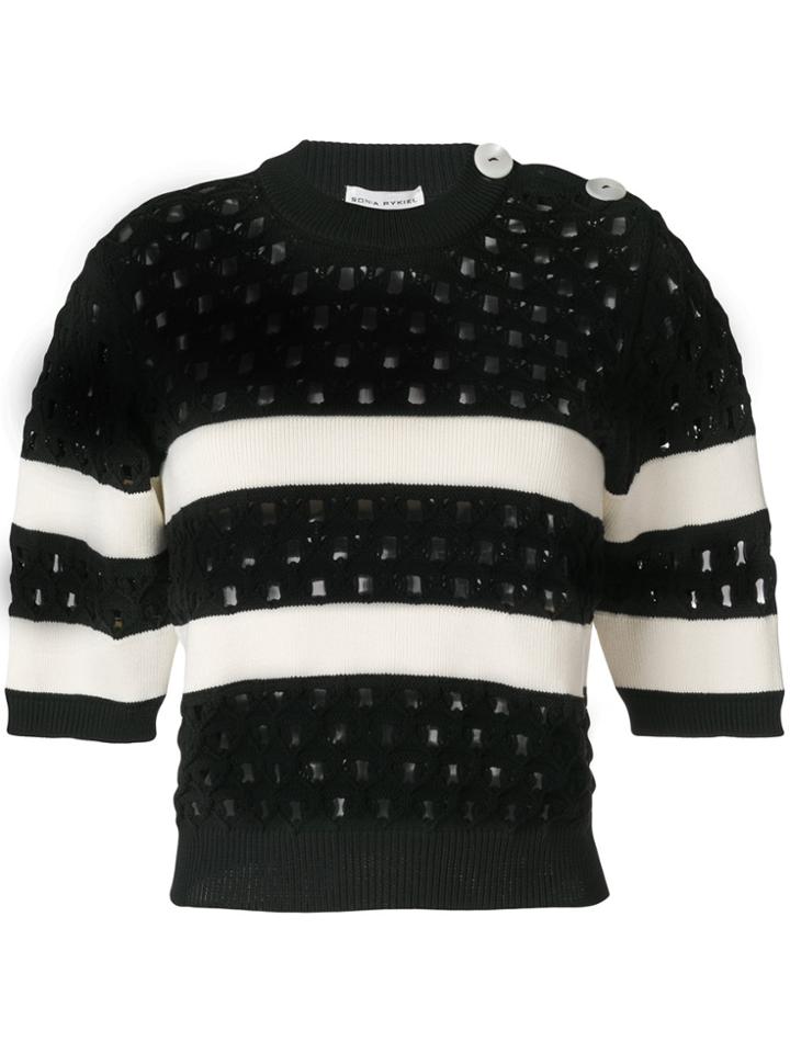 Sonia Rykiel Striped Short-sleeve Knitted Top - Black