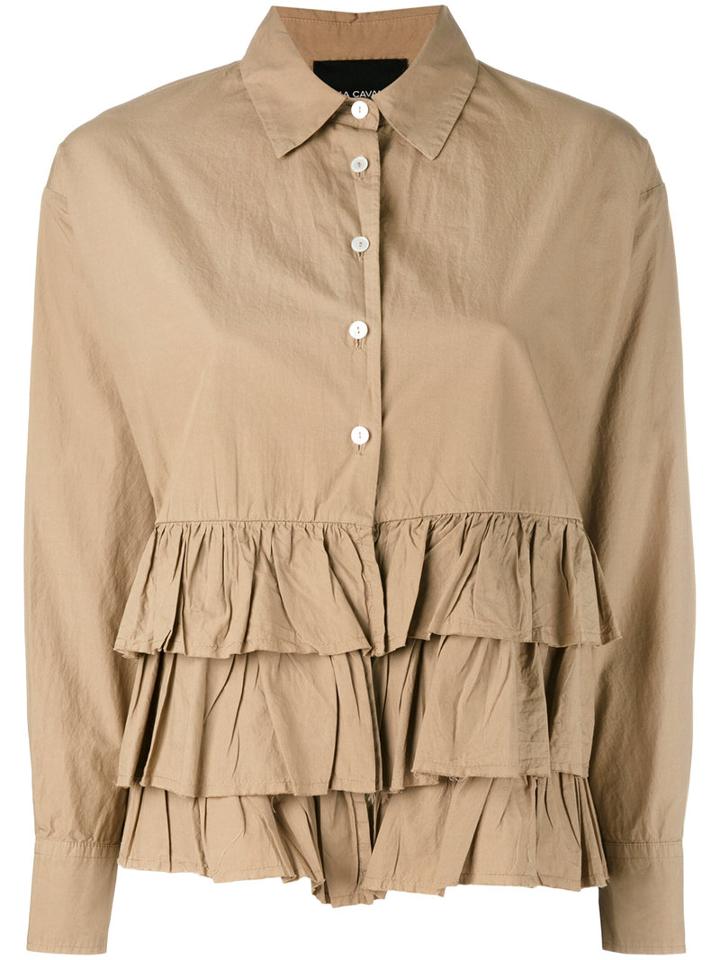 Erika Cavallini - Ruffle Shirt - Women - Cotton - 44, Nude/neutrals, Cotton