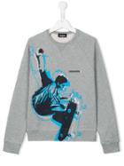 Skater Print Sweatshirt, Boy's, Size: 16 Yrs, Grey, Dsquared2 Kids