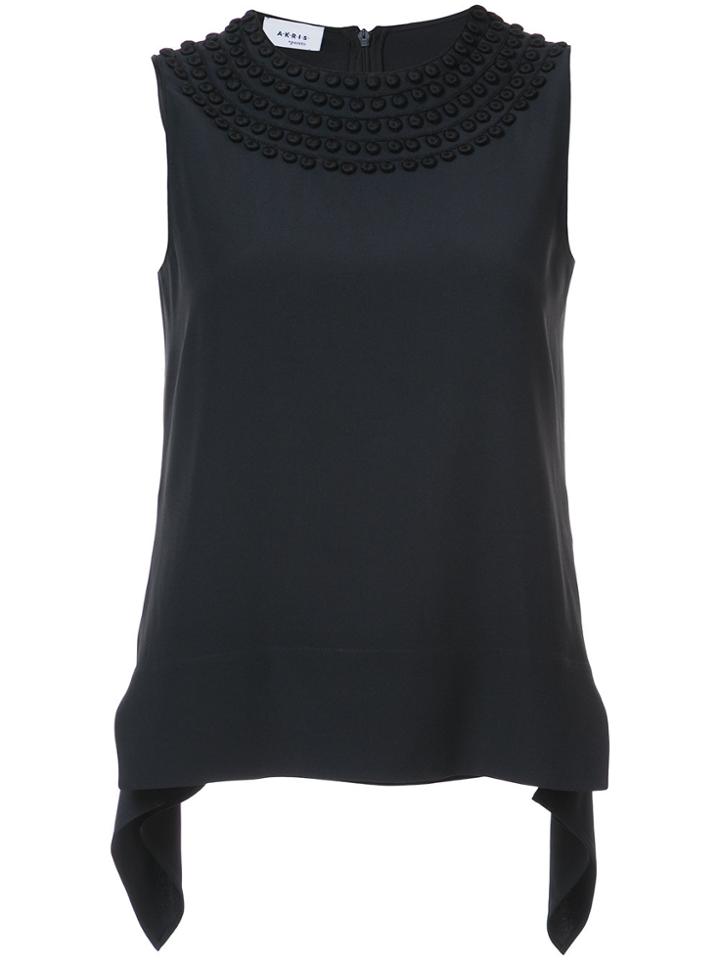 Akris Punto Embroidered Neck Blouse - Black