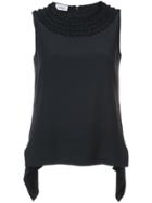Akris Punto Embroidered Neck Blouse - Black