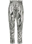 Amen High-waisted Sequin Trousers - Silver