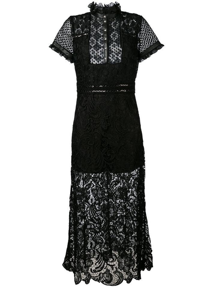 John Richmond - Leather Trim Lace Dress - Women - Leather/polyester - M, Black, Leather/polyester