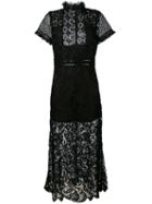 John Richmond - Leather Trim Lace Dress - Women - Leather/polyester - M, Black, Leather/polyester