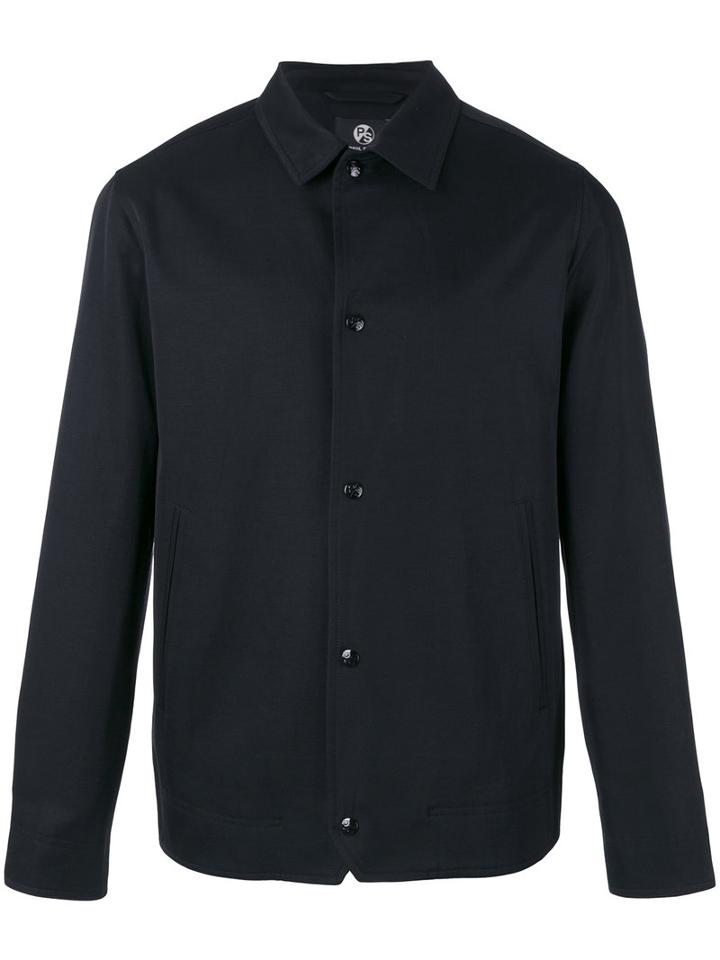 Ps By Paul Smith Classic Shirt Jacket, Men's, Size: Small, Black, Cotton/linen/flax/viscose