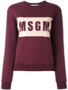 Msgm Logo Print Sweatshirt, Women's, Size: Xs, Red, Cotton