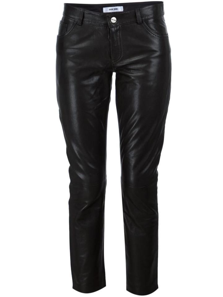 Anine Bing Loose Fit Pants, Women's, Size: Small, Black, Lamb Skin