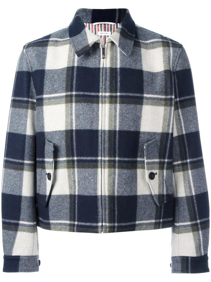 Thom Browne Plaid Jacket, Men's, Size: 3, Blue, Cupro/wool