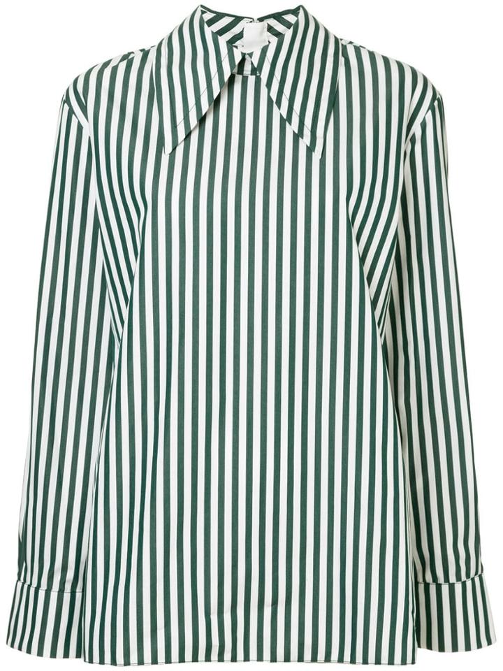 Marni Striped Oversized Collar Shirt - Green