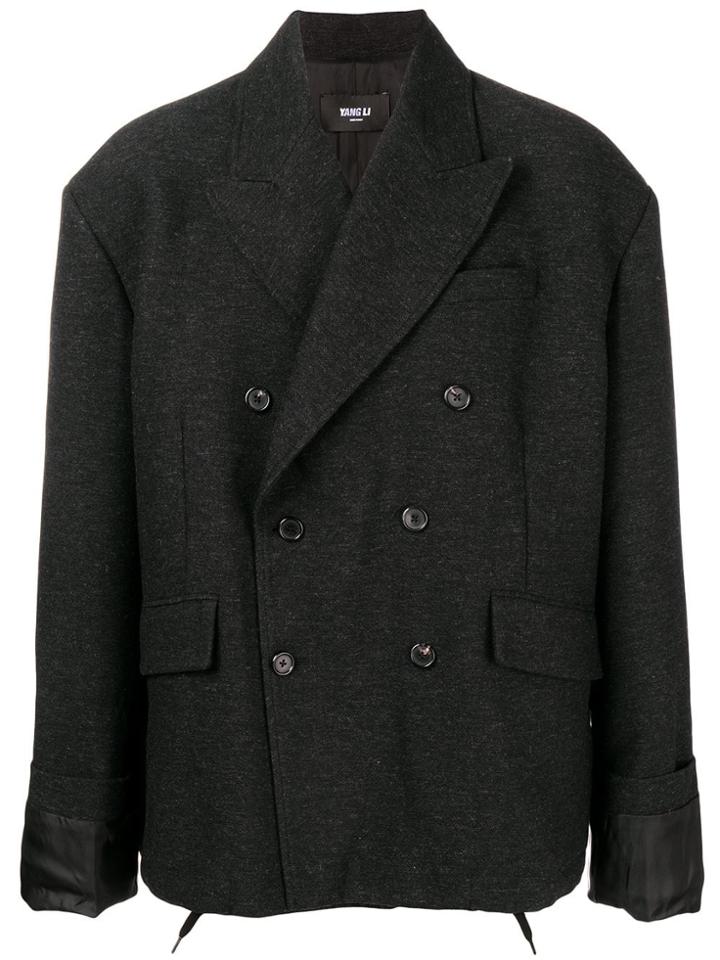 Yang Li Oversized Double Breasted Coat - Black